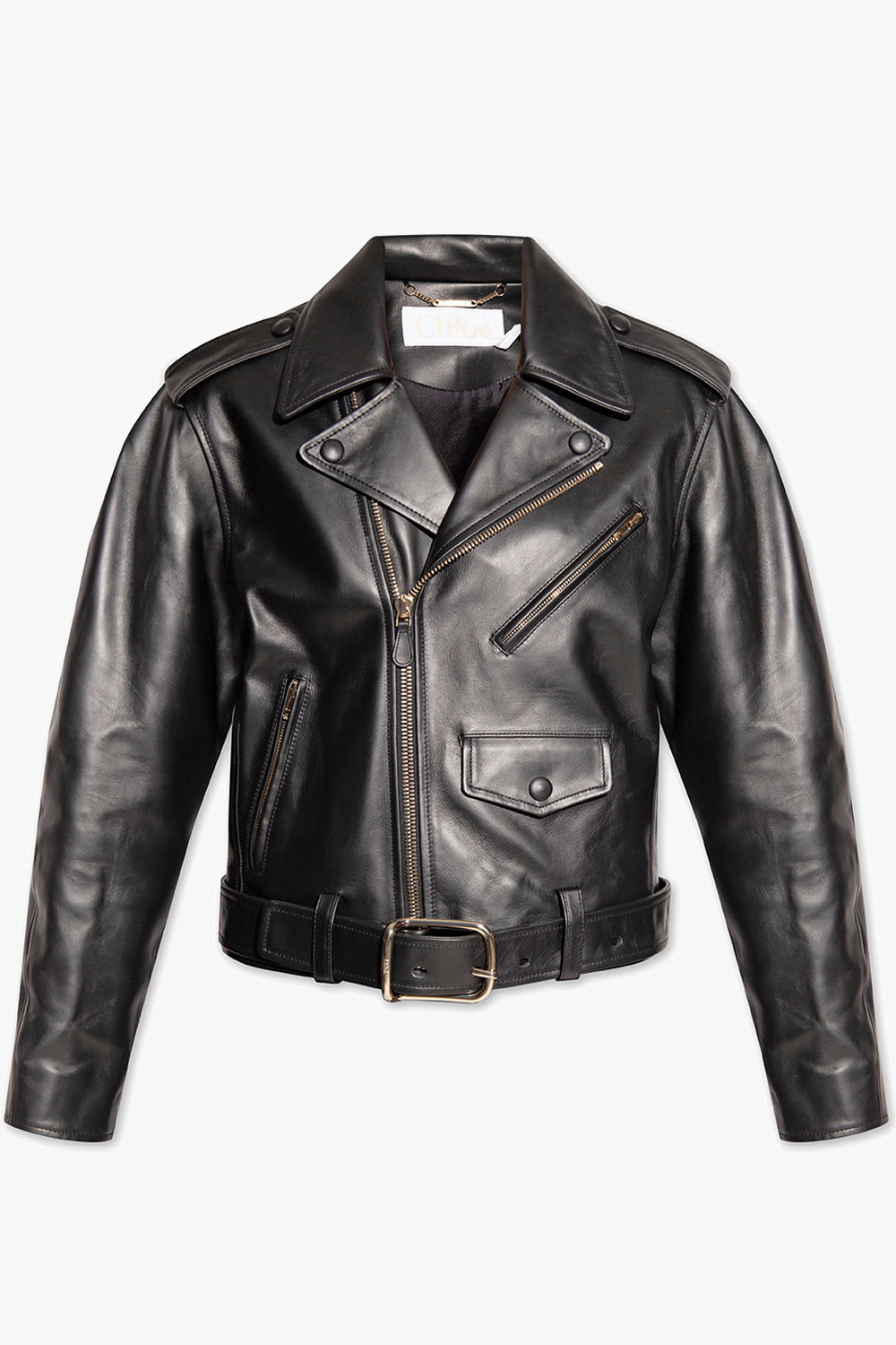 Leather biker jacket Chloé - SchaferandweinerShops VG - trim